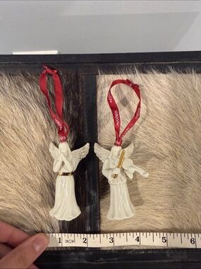 Buy 2 for 20$ ✌🏻Mikasa White Porcelain Angel Ornament with Red Ribbon - Set of 2